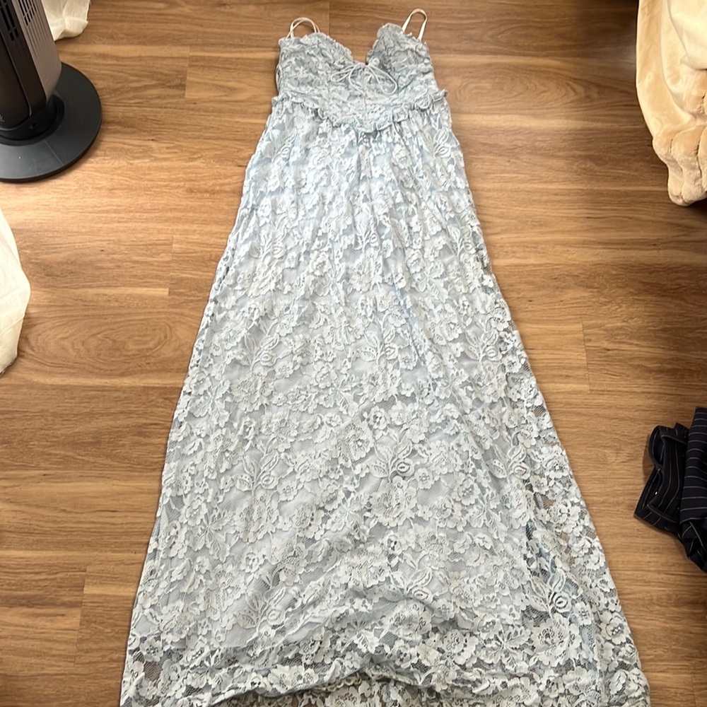 For love and lemons blue lace maxi/gown with corset lace up top